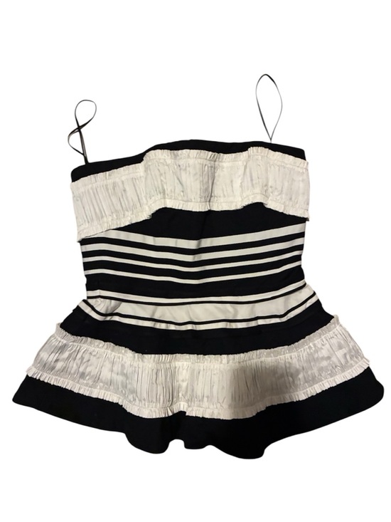 Christopher John Rogers Tops - Christopher John Rogers Black and White Striped Peplum Top